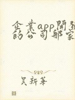 企业app开发的公司那家好