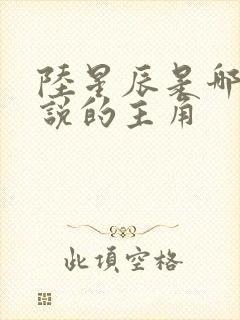 陆星辰是哪部小说的主角