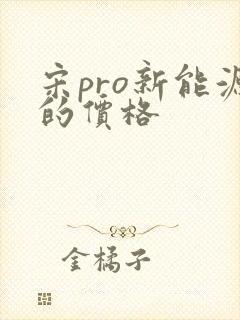 宋pro新能源的价格 宋pro新能源的价格