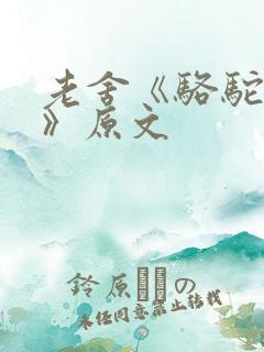 老舍《骆驼祥子》原文