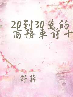 20到30万的商务车前十名