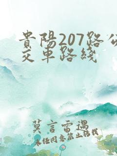 贵阳207路公交车路线 贵阳207路公交车路线