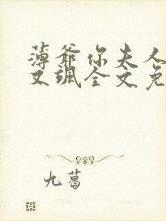 薄爷你夫人又美又飒全文免费阅读