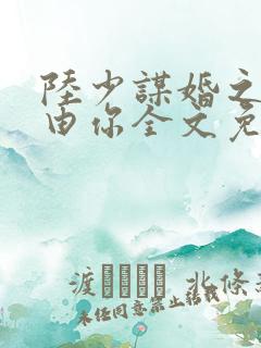陆少谋婚之婚不由你全文免费阅读