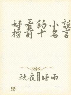 好看的小说排行榜前十名言情