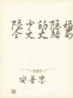 陆少的隐婚罪妻全文大结局