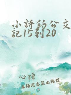 小诗的公交车日记15到20