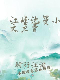 江峰沈曼小说全文免费
