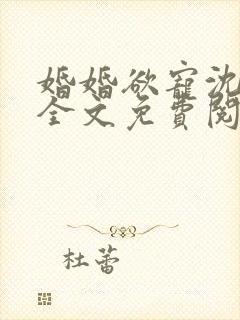 婚婚欲宠沈静姝全文免费阅读