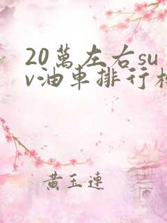 20万左右suv油车排行榜前十名