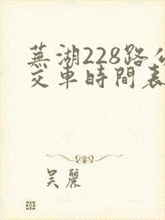 芜湖228路公交车时间表查询