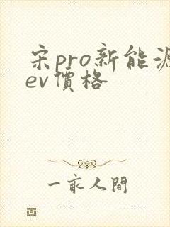 宋pro新能源ev价格