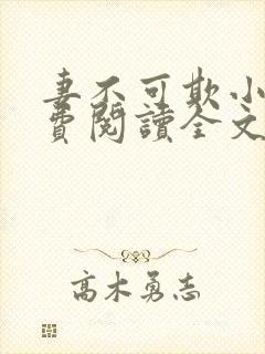 妻不可欺小说免费阅读全文