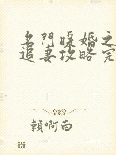 名门暖婚之权爷追妻攻略完本