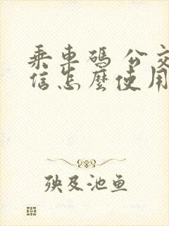 乘车码 公交微信怎么使用