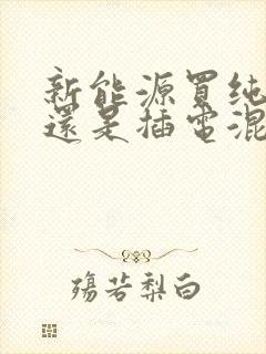 新能源买纯电动还是插电混动