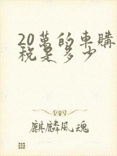 20万的车购置税是多少 20万的车购置税是多少
