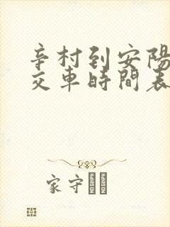 辛村到安阳的公交车时间表