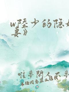 w陆少的隐婚罪妻》