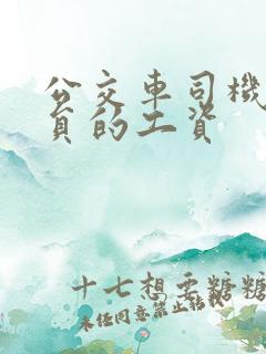 公交车司机驾驶员的工资