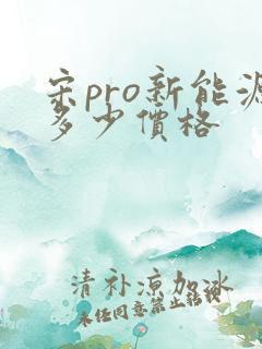 宋pro新能源多少价格 宋pro新能源多少价格