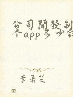 公司开发制作一个app多少钱
