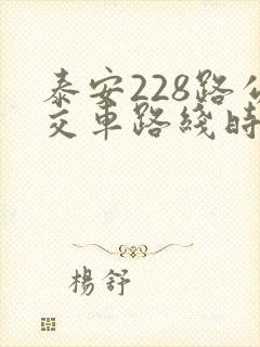 泰安228路公交车路线时间表 泰安228路公交车路线时间表