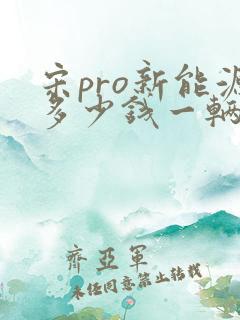 宋pro新能源多少钱一辆 宋pro新能源多少钱一辆
