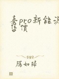 秦pro新能源售价