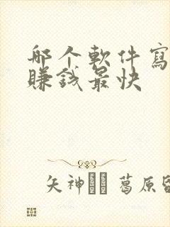 哪个软件写小说赚钱最快