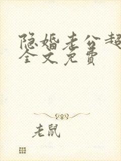 隐婚老公超给力全文免费