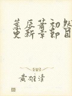 叶辰萧初然最新更新章节目录 叶辰萧初然最新更新章节目录