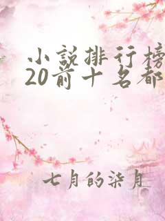 小说排行榜2020前十名都市