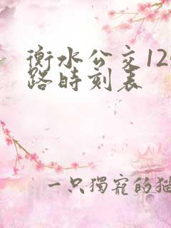 衡水公交125路时刻表