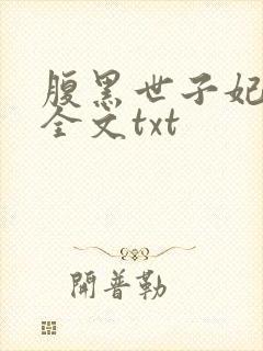 腹黑世子妃日常全文txt