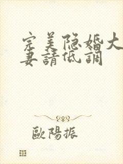 完美隐婚大佬宠妻请低调 完美隐婚大佬宠妻请低调