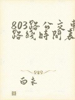 803路公交车路线时间表几点一趟
