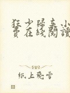 狂少归来小说免费在线阅读