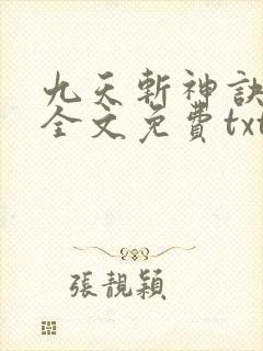 九天斩神诀林辰全文免费txt下载