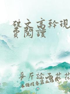 破文高干现言免费阅读