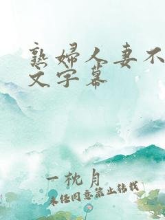 熟妇人妻不卡中文字幕