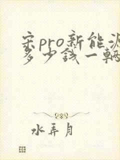 宋pro新能源多少钱一辆 宋pro新能源多少钱一辆