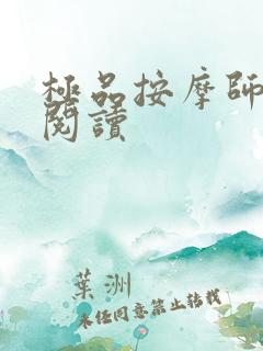 极品按摩师在线阅读