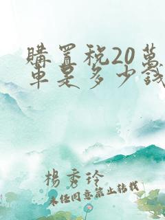 购置税20万的车是多少钱