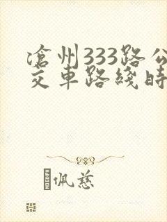 沧州333路公交车路线时间表