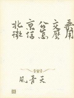 北京公交乘车码微信怎么用 北京公交乘车码微信怎么用