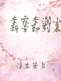 李霖李澜小说最新章节列表官场奇才