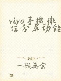 vivo手机微信分屏功能在哪里