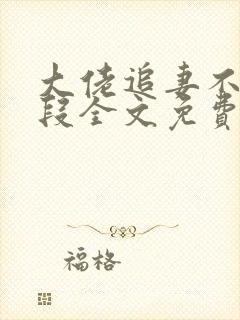大佬追妻不择手段全文免费阅读全文