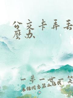 公交卡弄丢了怎么办